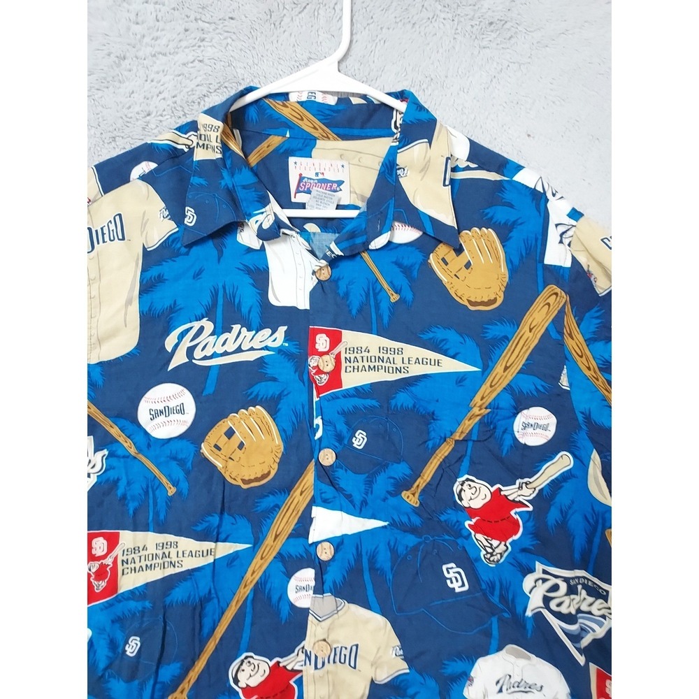 Vintage San Diego Padres Shirt Mens Large Reyn Spooner 100% Rayons Graphic MLB - Picture 5 of 10